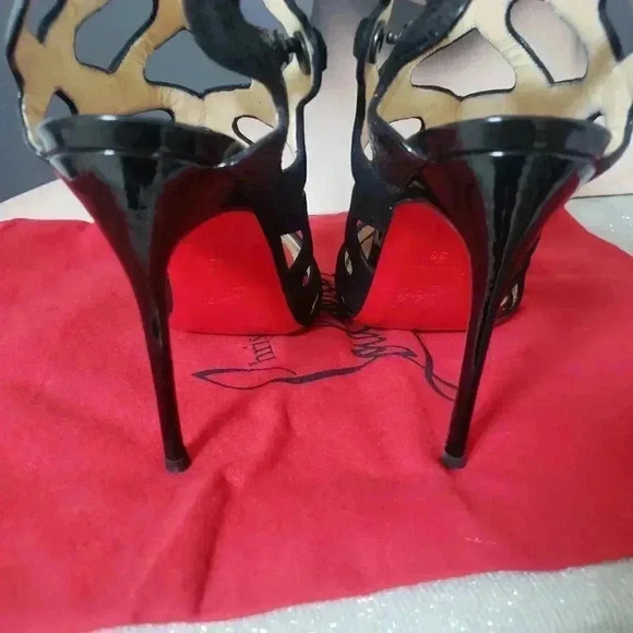 Christian Louboutin Valonana Black Strappy Heels Size 38 - Picture 7 of 8